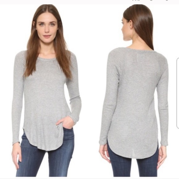 Chaser Tops - Chaser Grey Waffle Knit Thermal Top